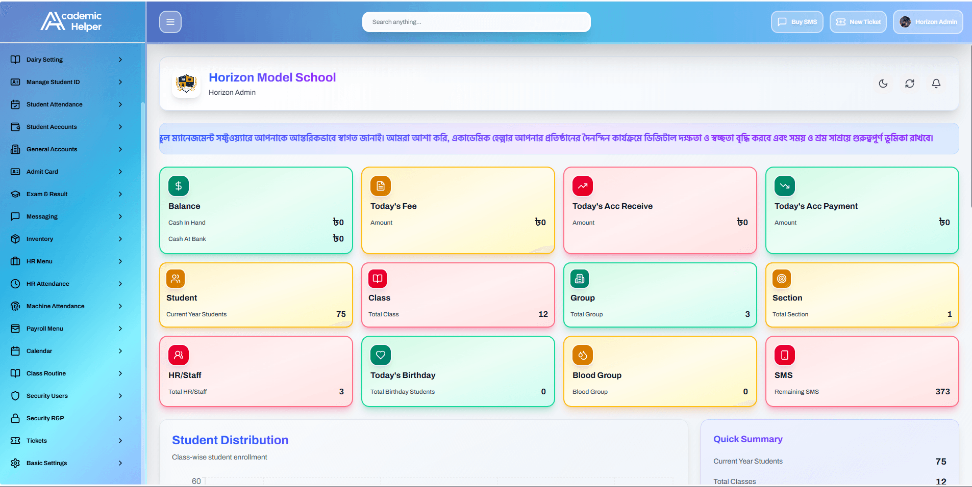 All modules menu overview